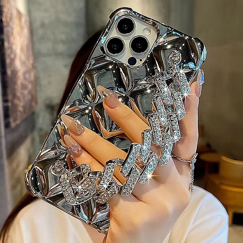 Ốp Điện Thoại Mềm Mạ Điện Đính Đá Lấp Lánh Kèm Dây Đeo Cho Iphone 14 Plus 13 12 11 Pro Max 14 Plus X XS Max XR