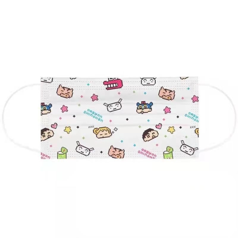 1 Khẩu Trang 3 Lớp Thoáng Khí In Họa Tiết Hoạt Hình Cậu Bé Bút Chì Shin-chan
