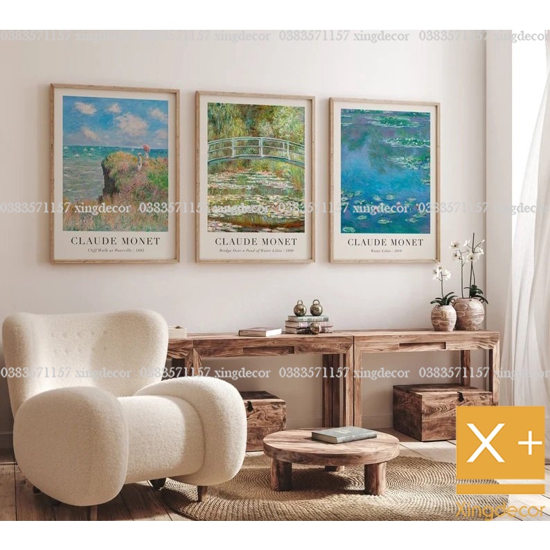 Tranh treo tường hiện đại có móc và đinh tặng kèm. tranh chống ấm mốc FM_MONET04
