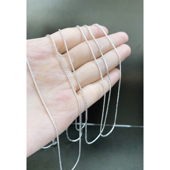 Dây chuyền sợi mì kim cương xi bạch kim 50 cm - Bạc cao cấp Ý 925 xi bạch kim