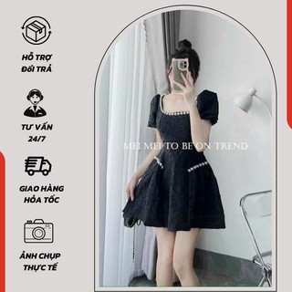 Đầm gấm công chúa dáng xòe đính cườm cổ u siêu dễ thương  ( có mú ngực ) - 1208