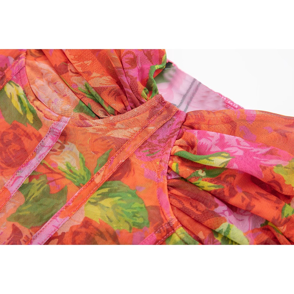 Uibey Áo kiểu corset dáng ngắn bề mặt lụa thời trang 7351