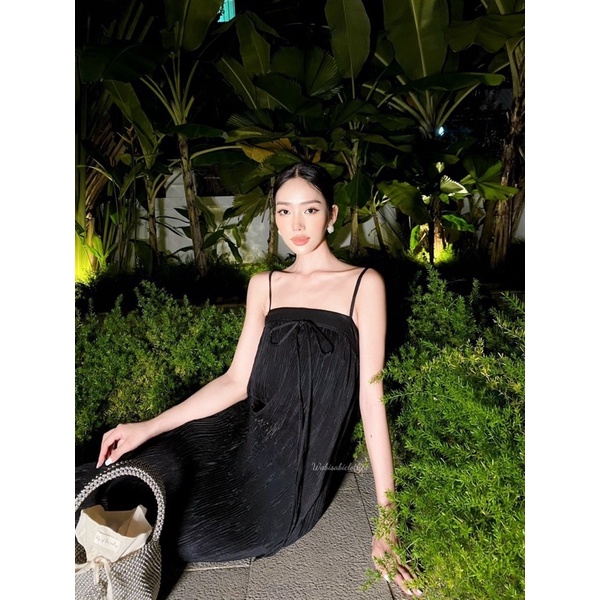 Đầm hai dây dập ly dài Wabisabi N1711