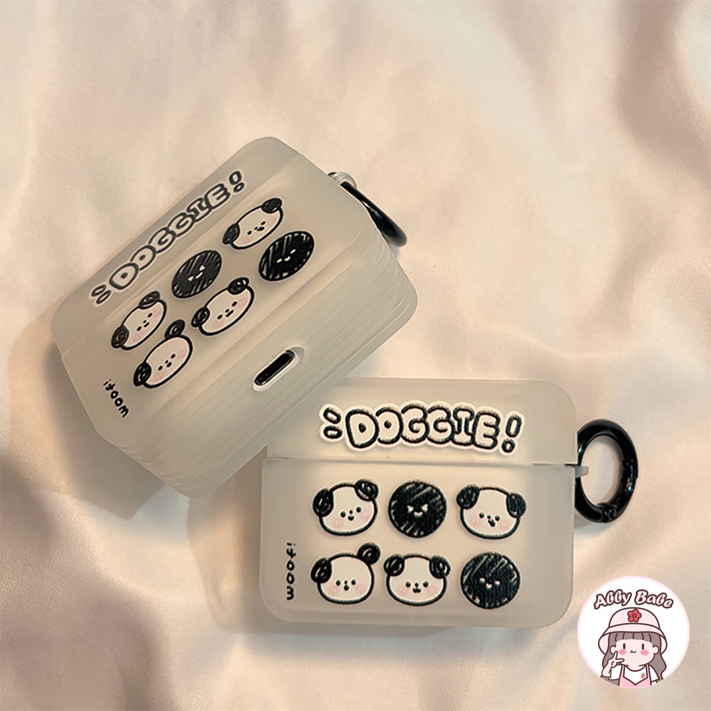 Vỏ Bảo Vệ Hộp Sạc Tai nghe không dây Airpods 1 / 2 / pro Bằng TPU Mềm Trong Suốt Hình Chú Cún Phối Màu Trắng Đen Dễ Thương