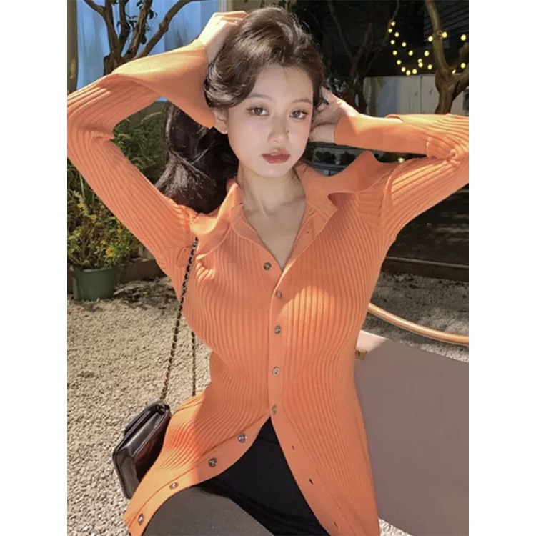 ZHELIHANGFEI Áo Khoác Cardigan Dệt Kim Tay Dài Dáng Ôm Gợi Cảm Cho Nữ