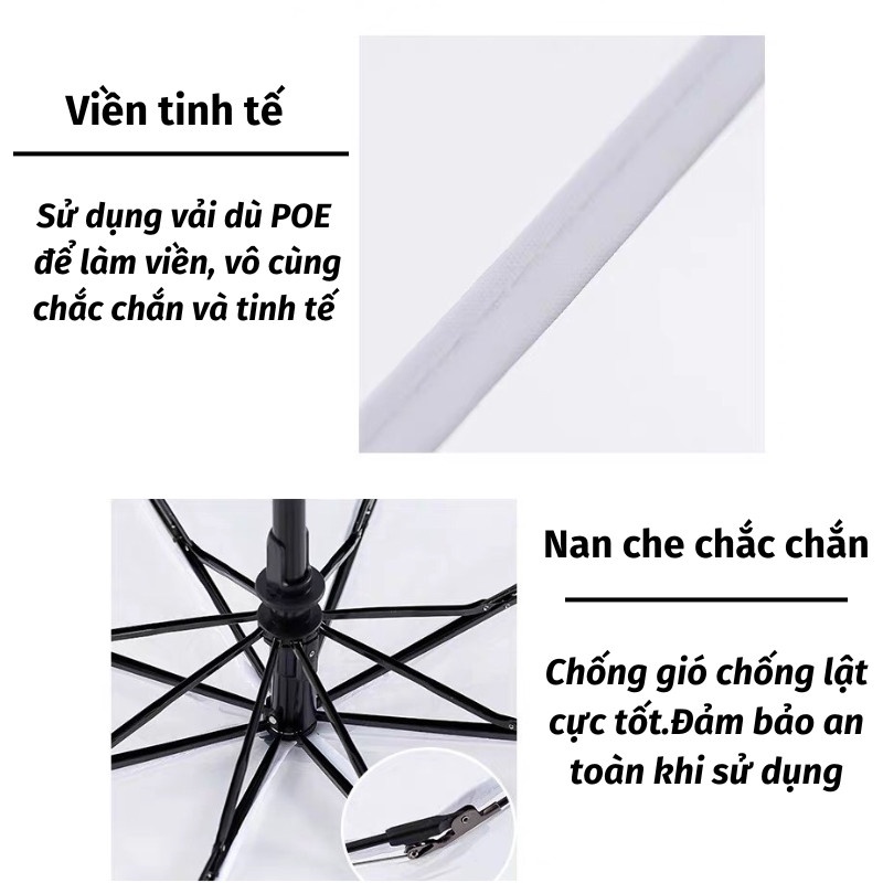 Dù Che Mưa SUMI Ô Trong Suốt Tự Động Đóng Mở Gấp Gọn Chụp Ảnh Phong Cách Hàn Quốc