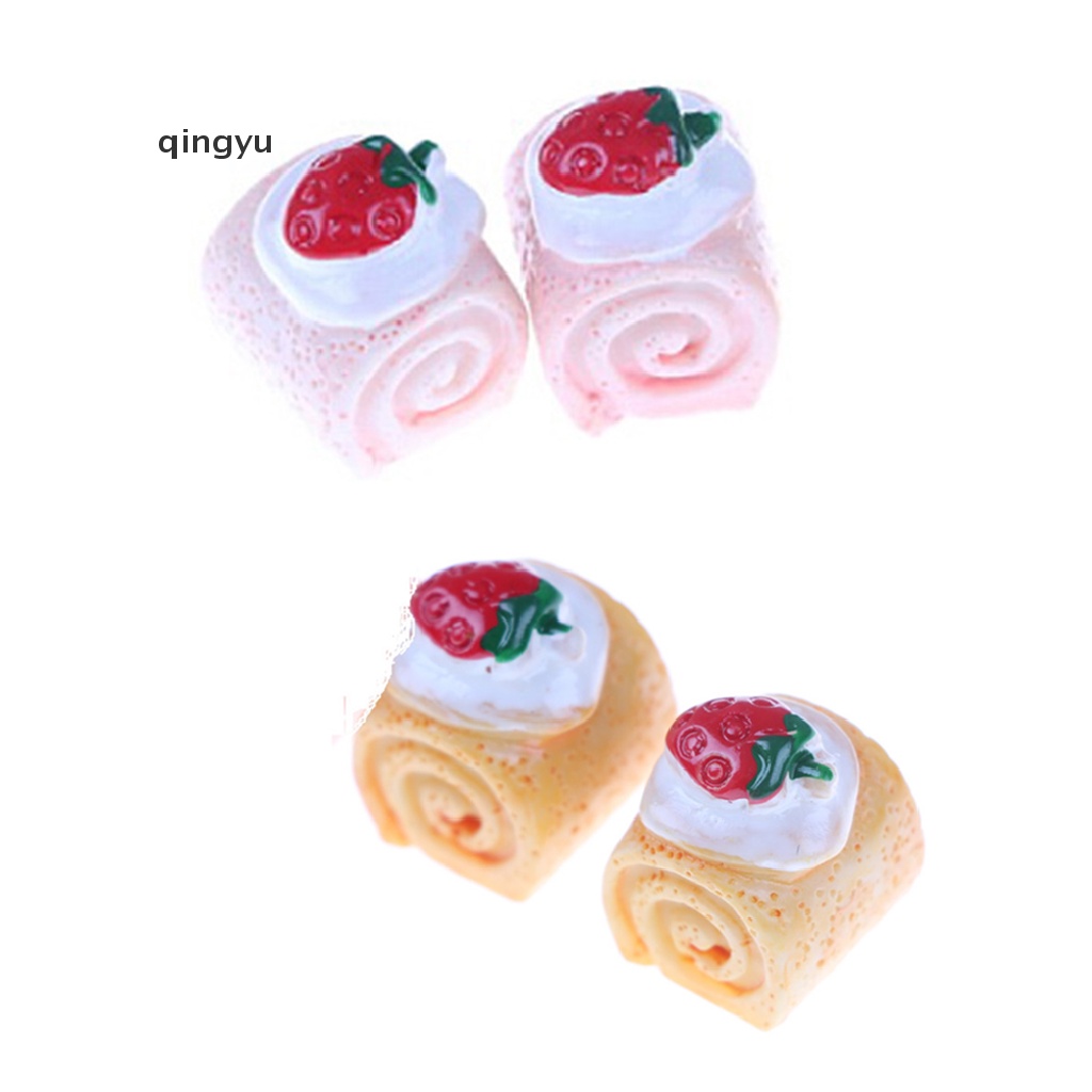 Bộ 5 Mô Hình Bánh Kem Dâu Bằng Nhựa Resin Trang Trí Điện Thoại Thu Nhỏ DIY