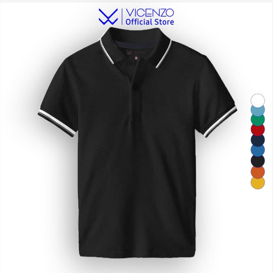 Áo Thun Polo Nam VICENZO Tay Ngắn, Áo Polo Nam Trơn Ngắn Tay Form Cơ Bản - Mã ATN02 !