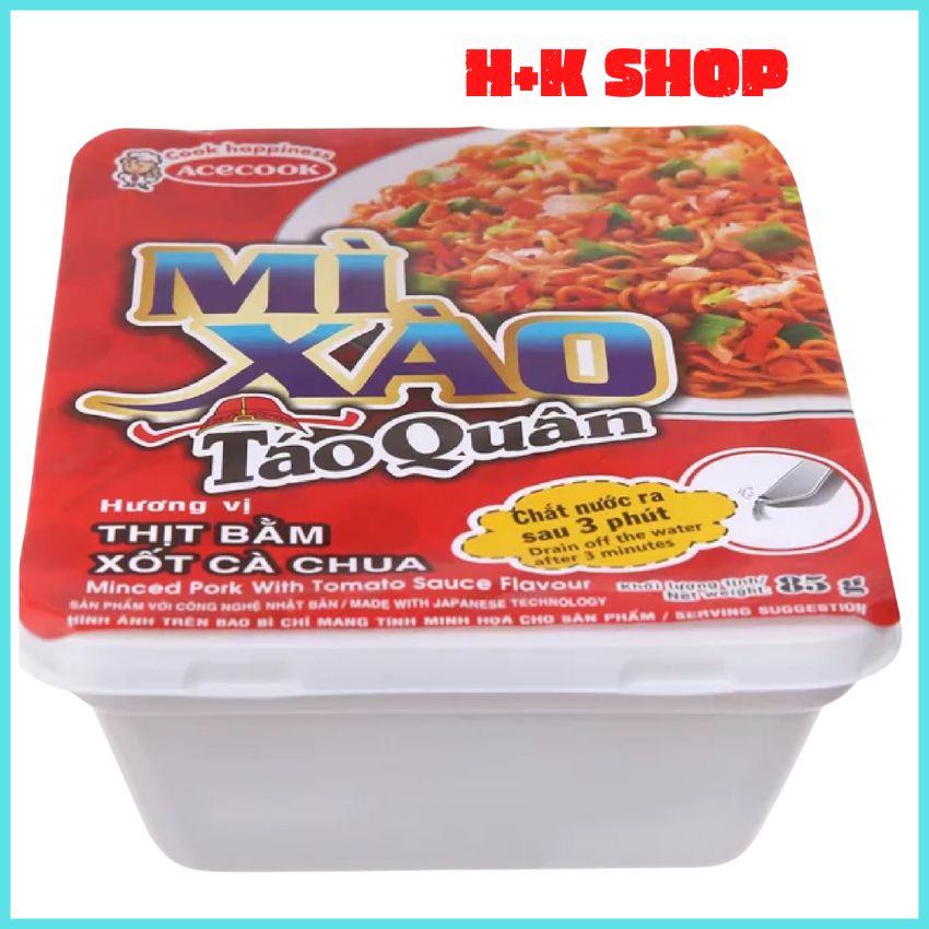 Mì Xào Táo Quân Thập Cẩm, Thịt Bằm Sốt Cà Chua 85G x18 Khay MMXTQ01