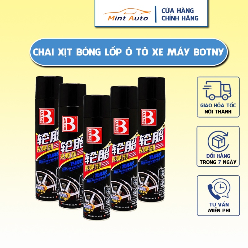 Chai xịt bóng lốp xe ô tô, xe máy bảo dưỡng lốp xe Botny B-1107 dung tích 650ml