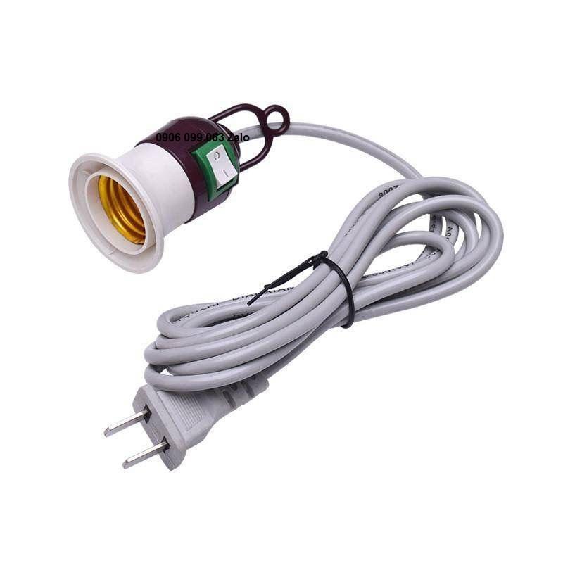 Đuôi đèn liền dây có chui cắm, có công tắc trên đui, dây dài 2 mét, 7 mét