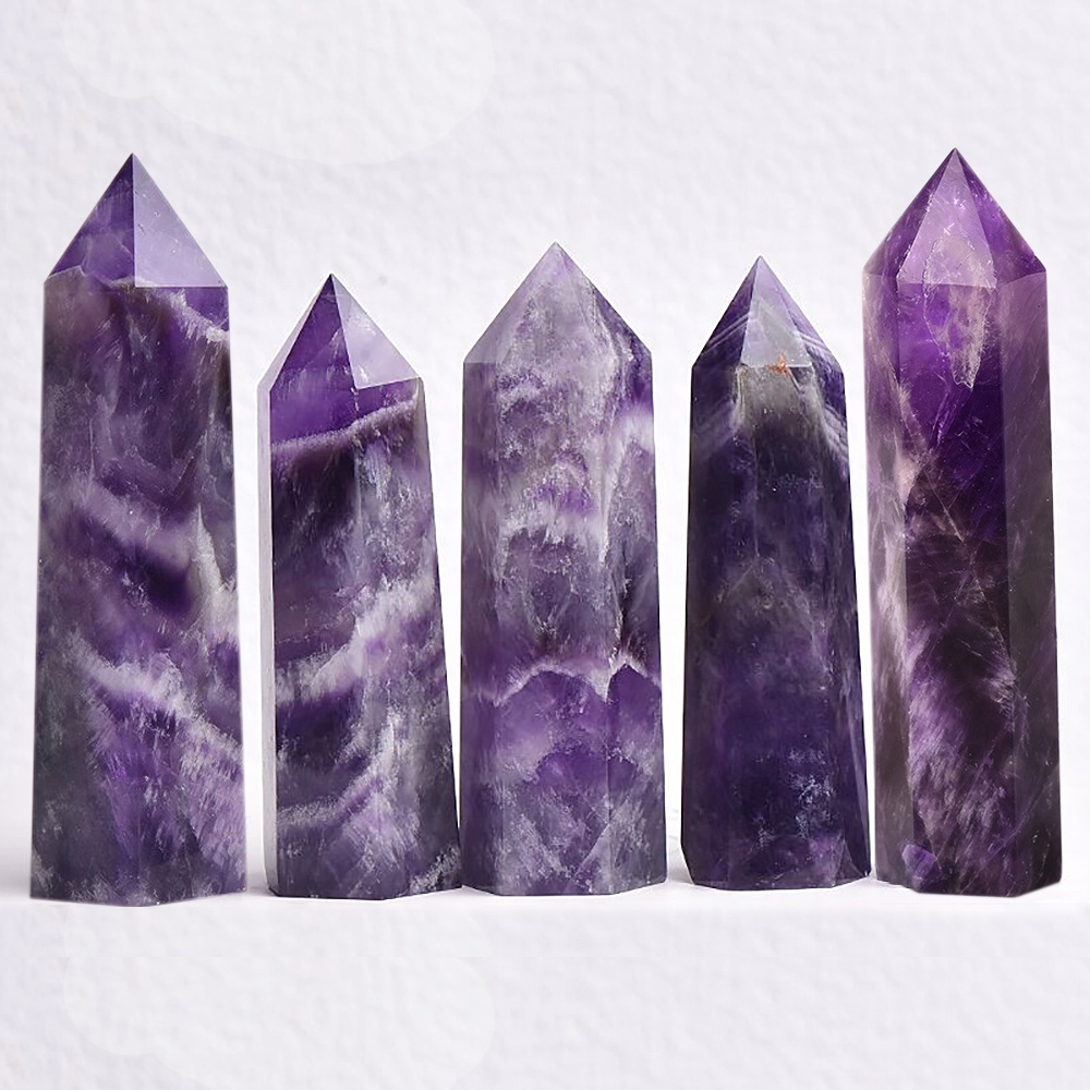 Đũa Chữa Bệnh Bằng Pha Lê Thạch Anh Tím Pha Lê| Đá Thạch Anh Reiki Chakra 6 Mặt Dùng Trang Trí Phòng