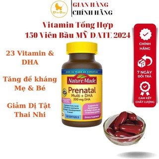 Vitamin tổng hợp cho bà bầu prenatal + dha 200mg nature made mỹ 200mg 150 viên date 2024