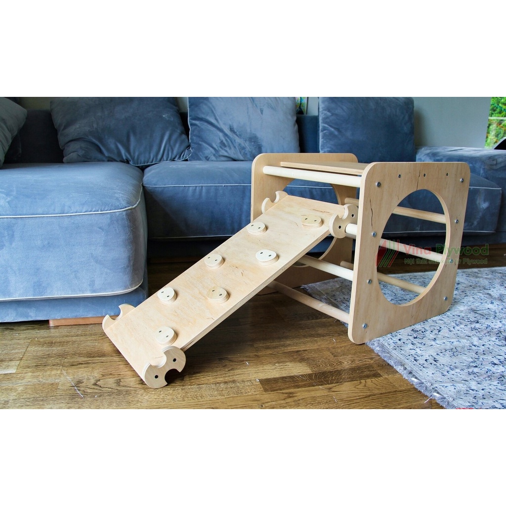 Bộ thang vân động montessori 5 chi tiết, sản xuất bằng plywood phủ melamin an toàn vơi trẻ em