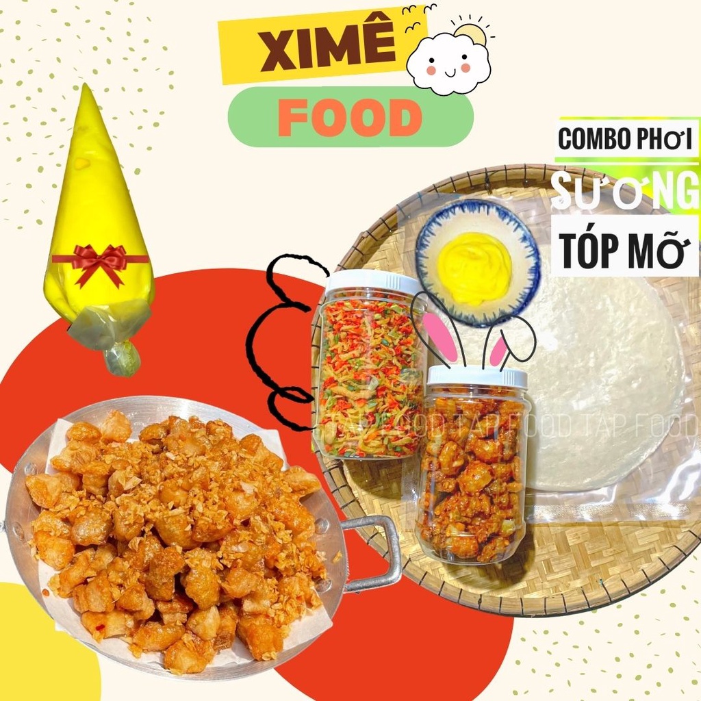 Combo bánh tráng phơi sương tóp mỡ rim mắm tỏi kèm bơ béo ngậy Xime food