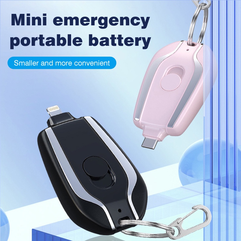 Sạc Dự Phòng Powerbank Sạc Di Động Tiện Lợi 1500mA Móc Khóa Mini Sạc Khẩn Cấp Mobile Power Bank Cho Điện Thoại Loại C IOS