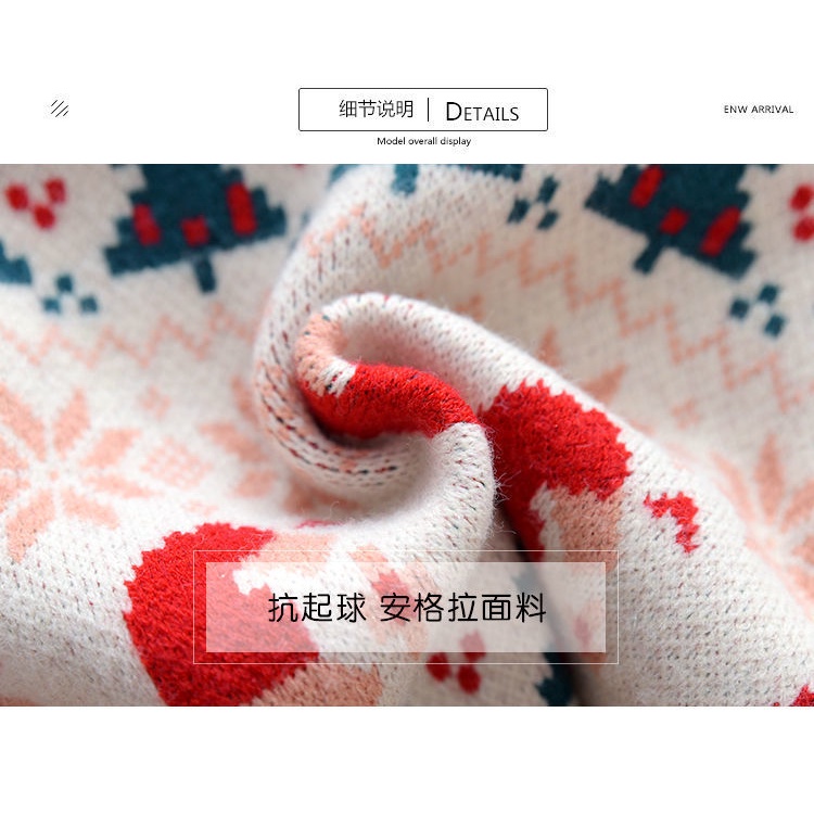 Áo Len Dày Chui Đầu Cổ Cao Phong Cách Giáng Sinh Thời Trang Mùa Đông 2022 Mới Cho Bé Gái