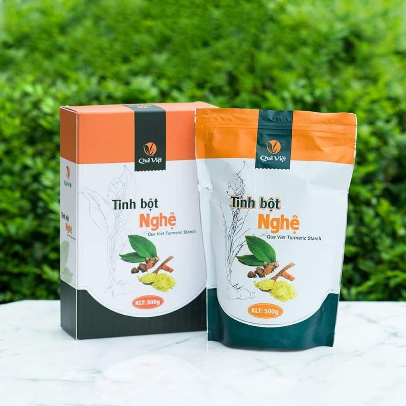 Tinh bột nghệ đỏ nguyên chất Quê Việt hỗ trợ tiêu hóa, làm đẹp da 500gr