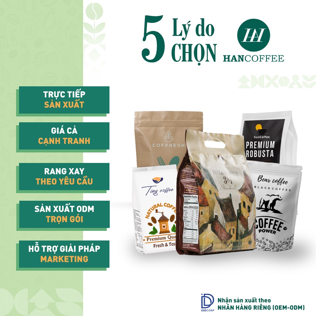 Cà phê sữa hòa tan HANCOFFEE 3in1 vị ngọt nhẹ, đắng dịu hộp 18 gói - HN3in1