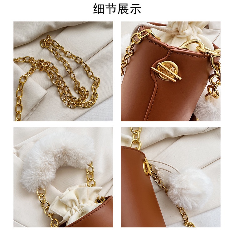 Túi Xách JASMIN NOIR Da PU Hình Trụ Phối Dây Xích Đeo Vai Sành Điệu Cho Nữ