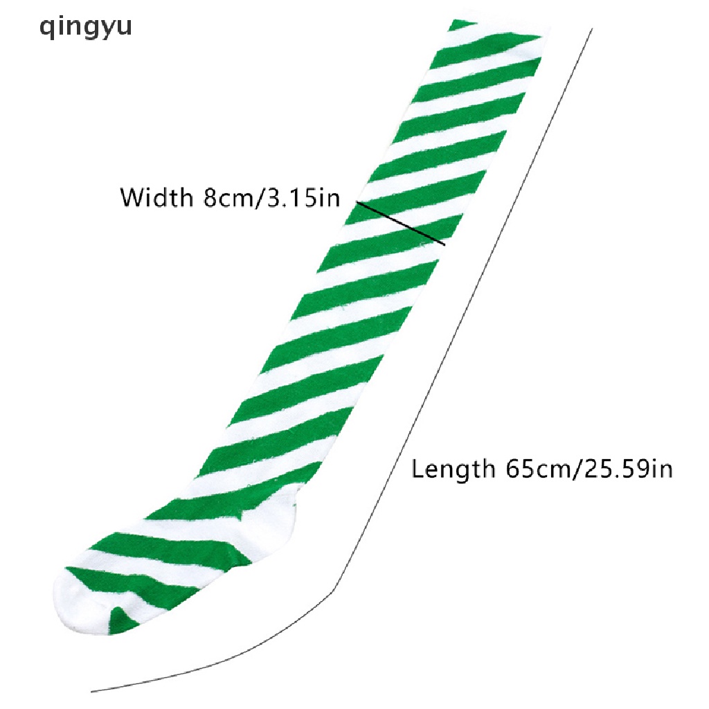 Vớ Dài Qua Gối Họa Tiết Sọc Trang Trí Giáng Sinh Cho Nữ