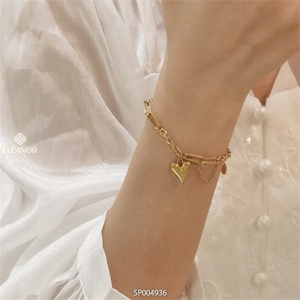 Lắc tay nữ Eleanor Accessories sợi mắt xích phối mặt hình trái tim phụ kiện trang sức cá tính độc lạ