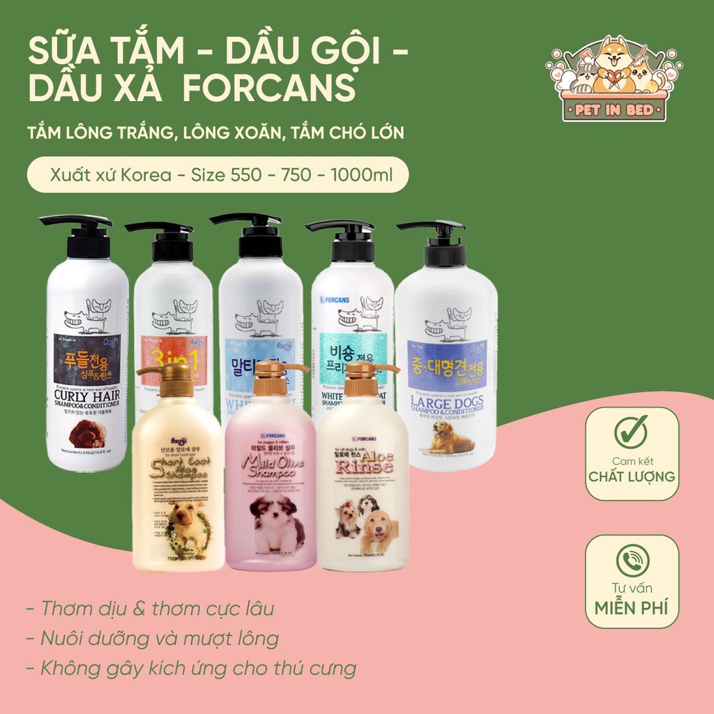 Forcans (550-750-1000ml) / Sữa tắm Hàn Quốc dành cho chó