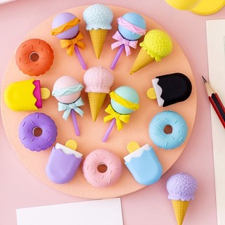 Hộp 4 tẩy bút chì kem, đồ dùng học tập dễ thương gôm tẩy cute giá rẻ làm quà tặng học sinh văn phòng phẩm