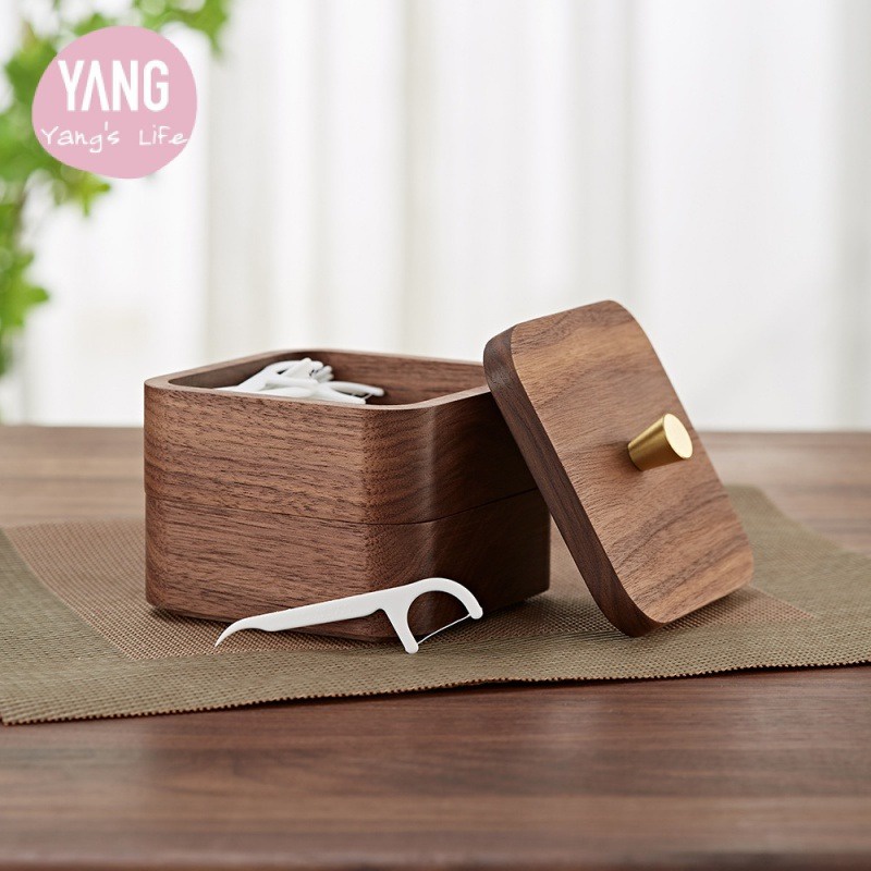 Hộp Gỗ Đựng Tăm Chỉ Nha Khoa / Óc Chó Màu Đen Có Thể Xếp Chồng Tiện Dụng