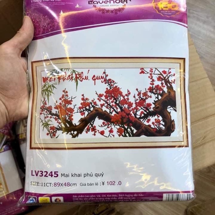 Tranh thêu chữ thập Cành Đào, cành Mai E225,LV3245, LV3246, FJ0628, FJ0925 - chưa thêu