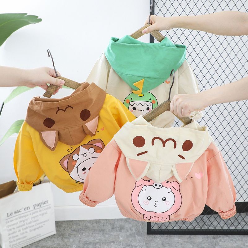 ÁO khoác gió 2 lớp in hình vải dù cao cấp cho bé từ 6 đến 17kg