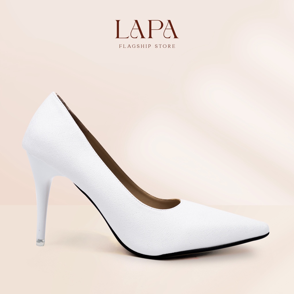 Giày cao gót nữ LAPA slingback bít mũi màu trắng basic - LP029