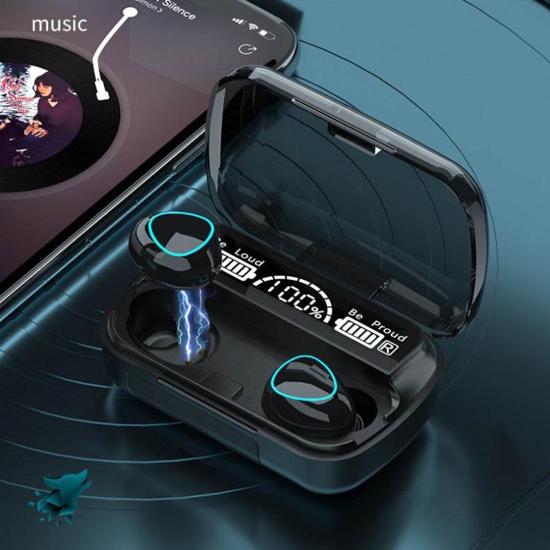 Tai nghe bluetooth không dây M10 nghe nhạc hay có hộp sạc báo phần trăm pin