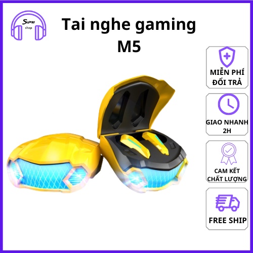 Tai nghe bluetooth Gaming M5 Autobot TWS 5.2 Tai nghe không dây bass mạnh mẽ có mic , độ trễ cực thấp Chính Hãng