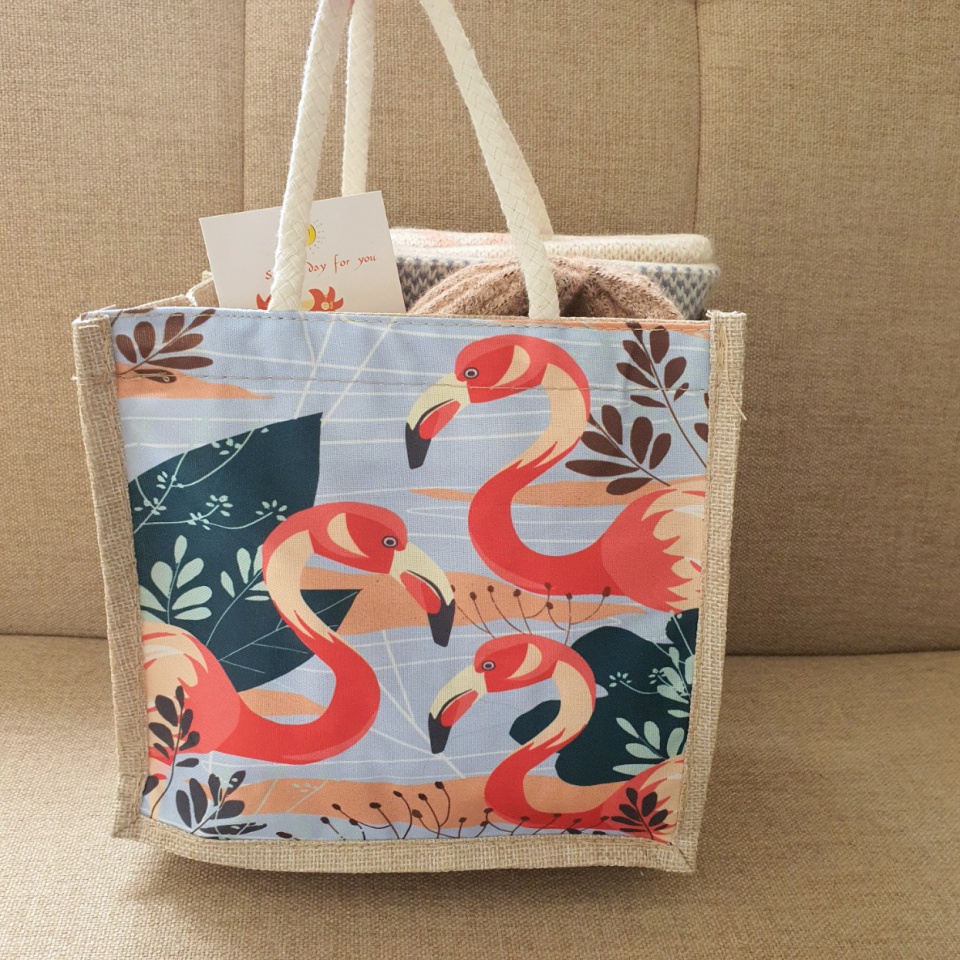 Túi cói mini quai xách du lịch đa năng in họa tiết xinh xắn có khóa kéo - Mã TC01