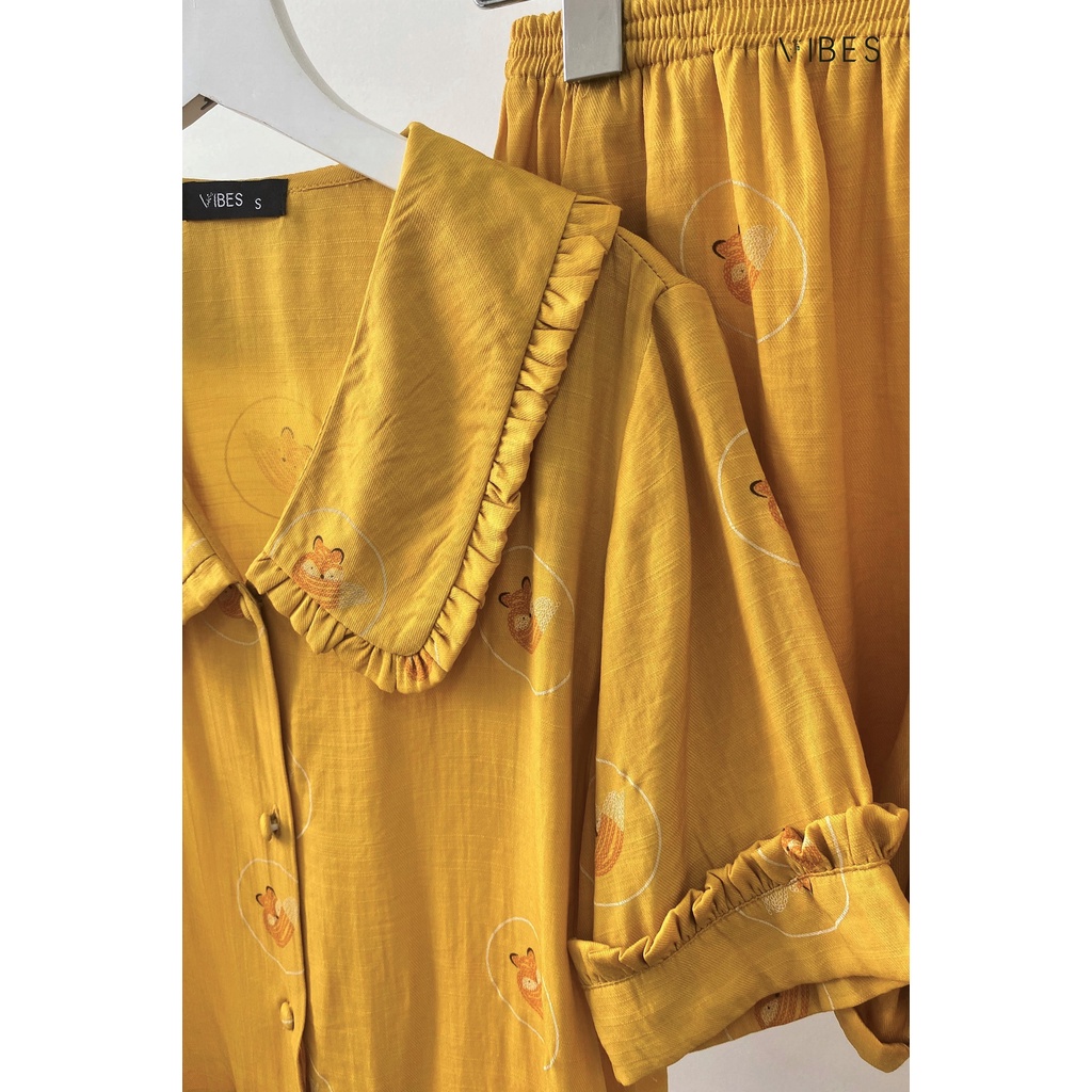 [Out of stock] VIBES Đồ bộ Pijama ngắn Fox Mustard Py Set