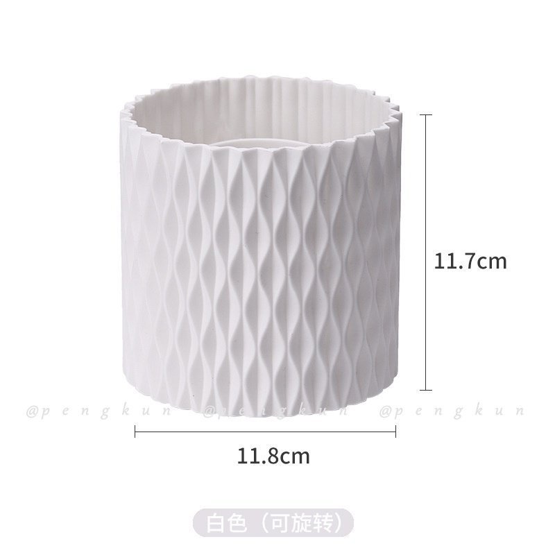 Xô Đựng Cọ Trang Điểm / Bút Trang Điểm Sức Chứa Lớn Màu Trắng Kiểu Xoay Được Đơn Giản