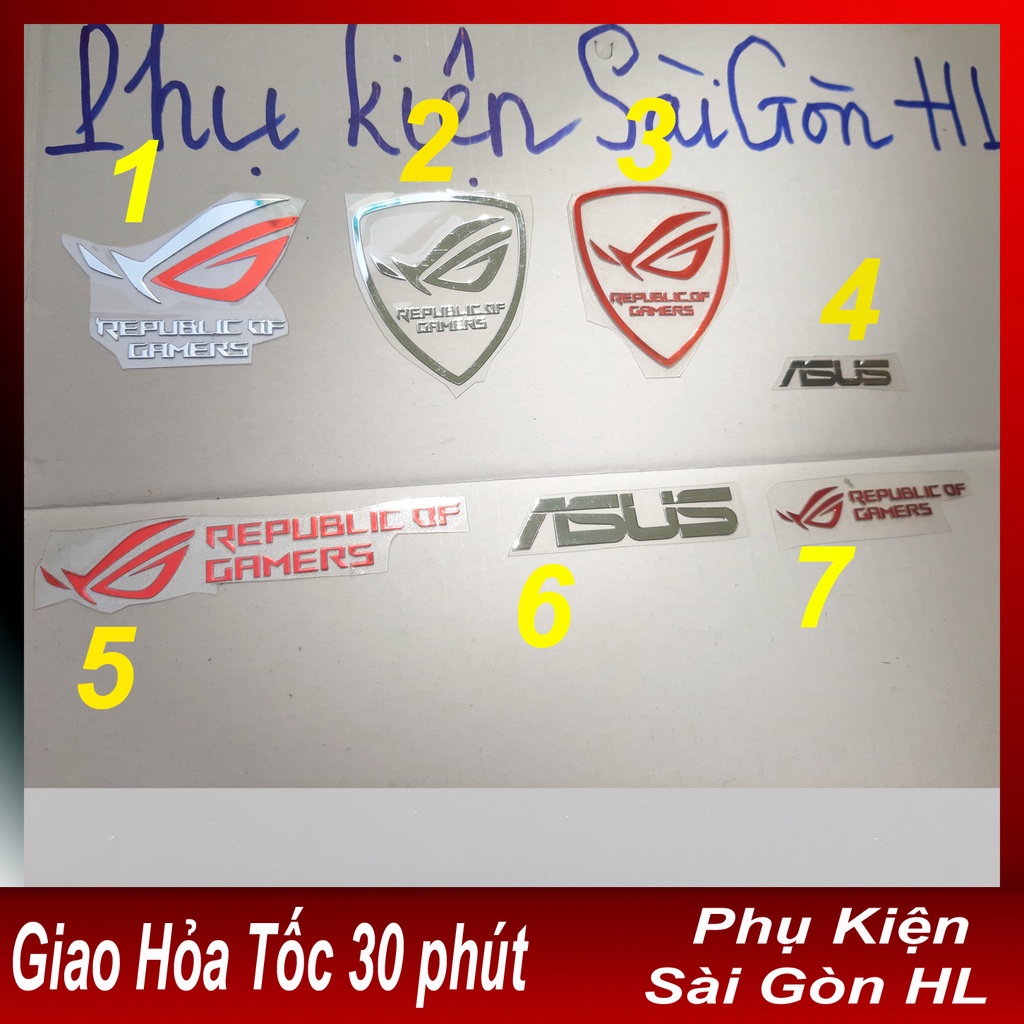 LOGO ASUS ROG mạ inox bóng Sticker kim loại