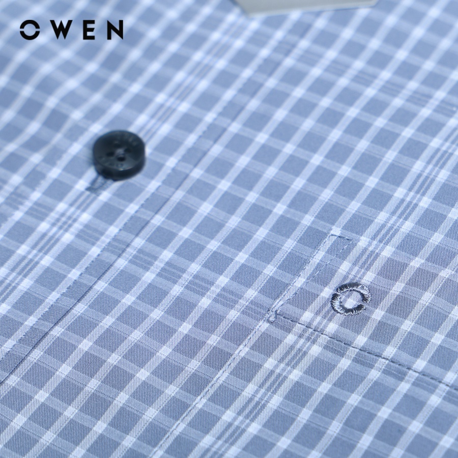Owen - Áo Sơ mi Ngắn tay Nam Owen Cafe Bodyfit Xanh Caro - AR220874NT