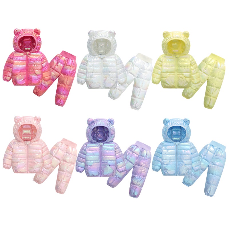 Set Đồ Mùa Đông 2 Món Gồm Áo Khoác Có Mũ Trùm Tai Giữ Ấm Nhiều Màu Sắc Và Quần Dài Có Khóa Kéo Thời Trang Mới Cho Bé Gái 1-5