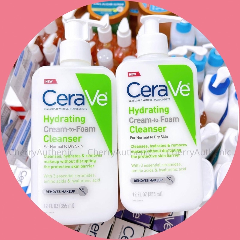 Sữa rửa mặt kiêm tẩy trang Cerave Hydrating Cream-to-Foam Cleanser