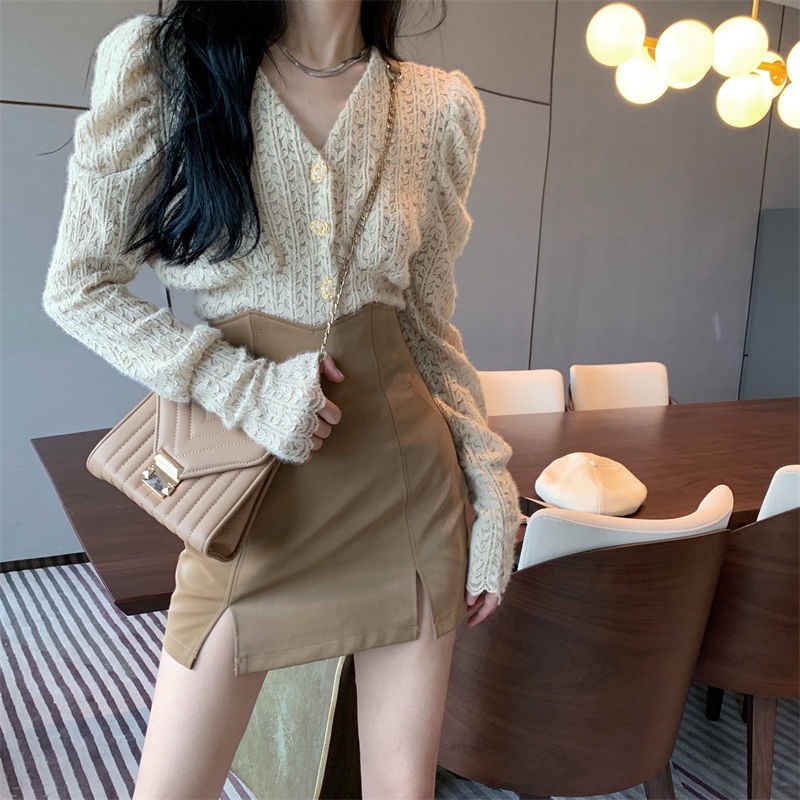 Set Áo Ren Tay Phồng Cổ Chữ v Và Chân Váy Phong Cách Pháp Thời Trang Mùa Xuân Cho Nữ