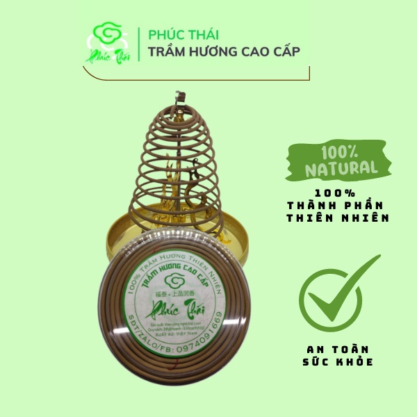 Nhang vòng trầm hương 24h, nhang khoanh trầm hương cao cấp phúc thái - thành phần 100% thiên nhiên