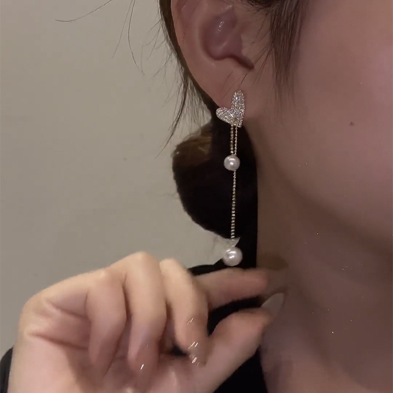 Khuyên tai nữ MANYUE phối tua rua ngọc trai sang trọng thời trang