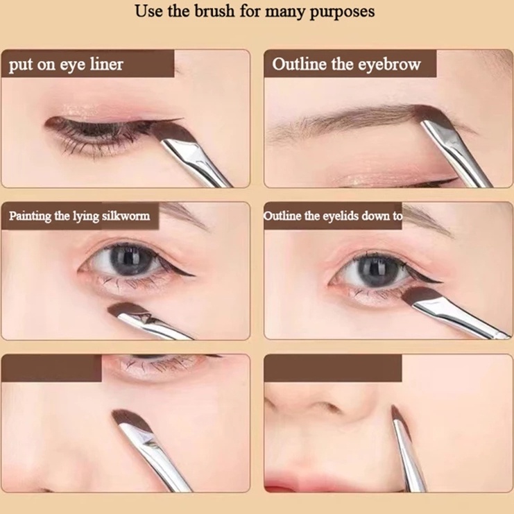 1 Cọ Trang Điểm Mắt / Lông Mày Đầu Dẹt Siêu Mỏng Cho Nữ