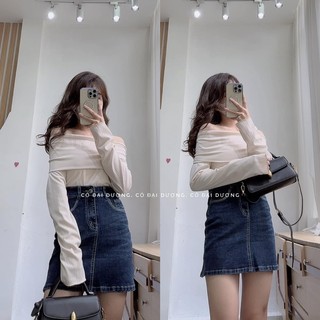 áo trễ vai len gân 075
