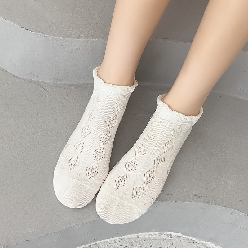 Set 5 Đôi Vớ Cổ Thấp Phối Ren Thoáng Khí Mềm Mại Thời Trang Mùa Đông Cho Nữ