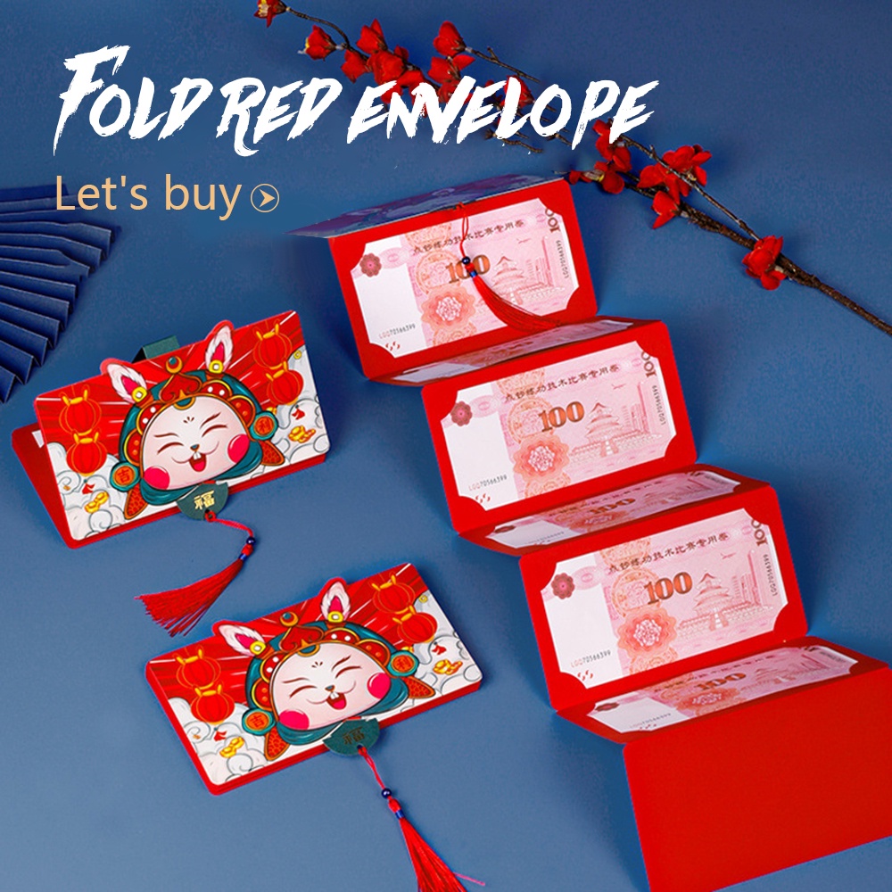 2023 Happy New Year Angpao/Bao lì xì hình hổ hoạt hình dạng gấp độc đáo đáng yêu