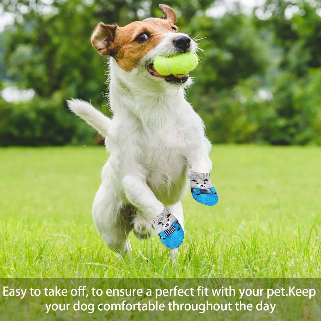 Đôi Vớ Chống Trượt In Hình Chân Chó Dễ Thương Bảo Vệ Cho Thú Cưng