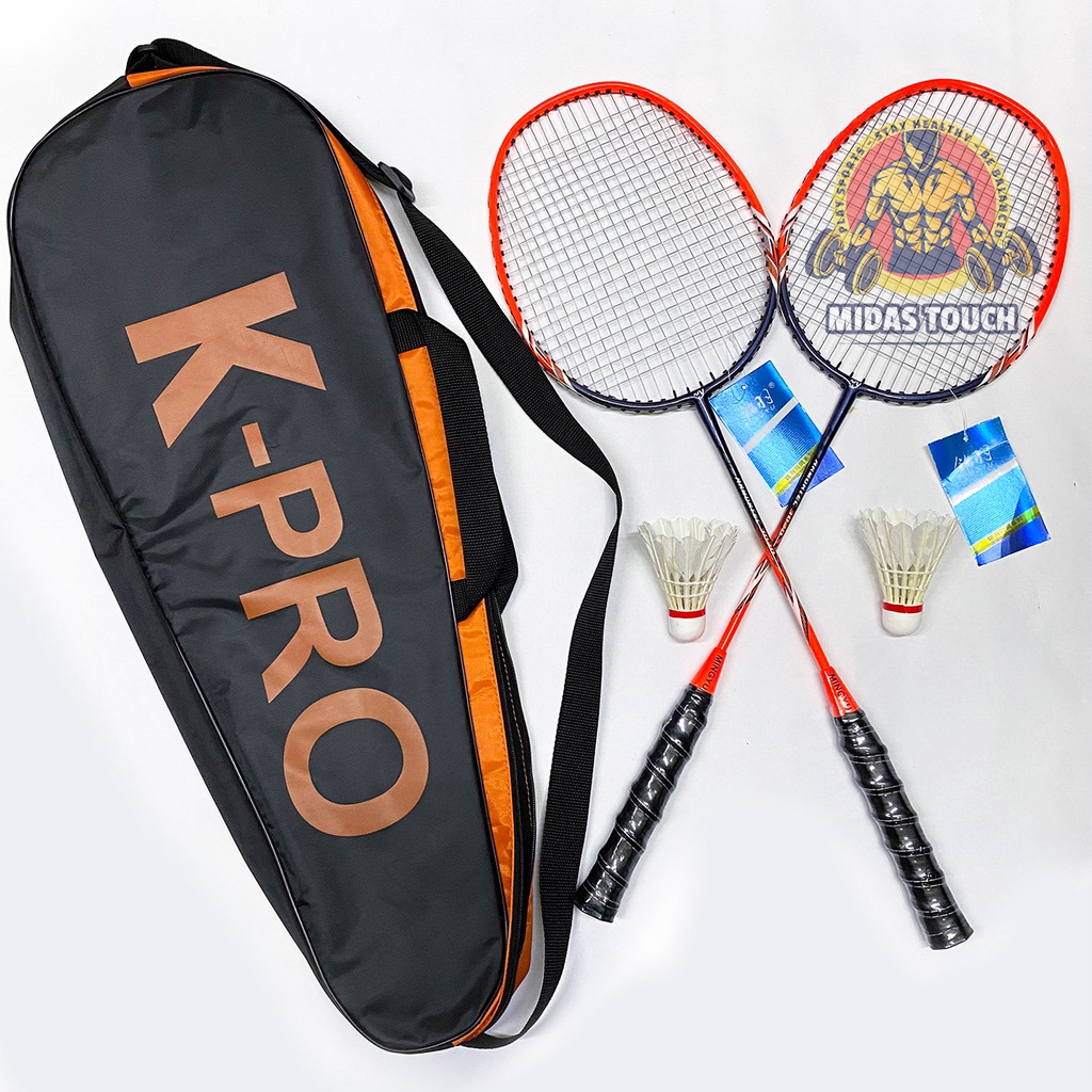 Cặp 2 Vợt cầu lông bền đẹp S Shengxin, K-PRO tặng 2 trái cầu lông kèm túi đựng vợt